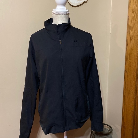 𝅺under Armour Nylon Jacket Black Full Zip Size MD. - Picture 2 of 10